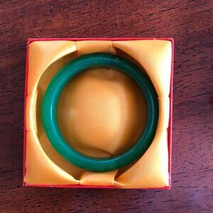 Estate Green Jade Bangle Bracelet